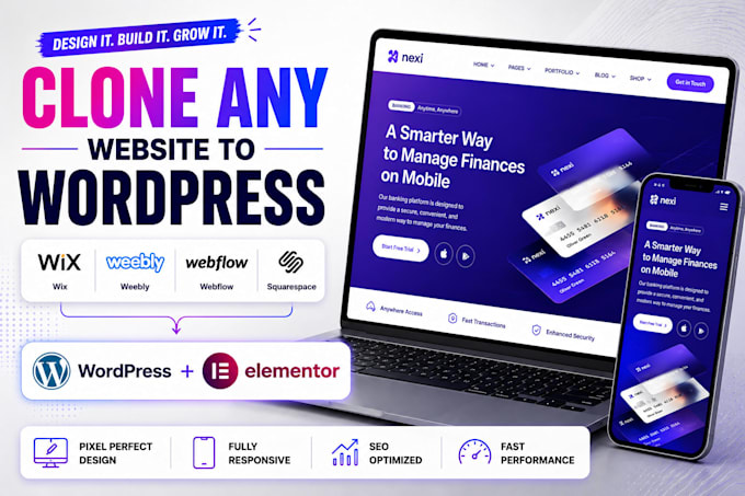 convert clone or transfer squarespace, wix, webflow to wordpress