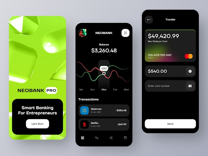build neobank app, fintech app, bank app, loan app, cash app, crypto app