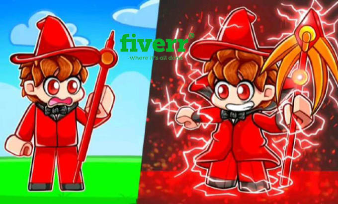 Draw cartoon youtube roblox thumbnail in any style by Anam4designs | Fiverr