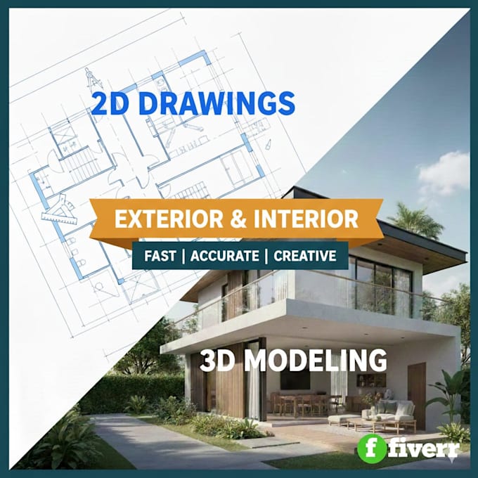 do architectural 2d drawings,3d model and interior design