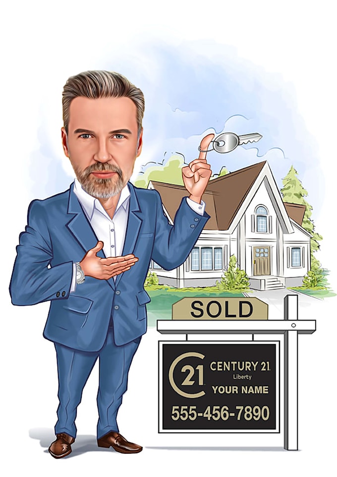 unique real estate cartoons caricature from your photo