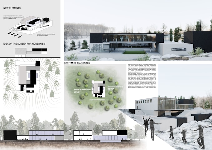 create architectural  presentation board, portfolio or album