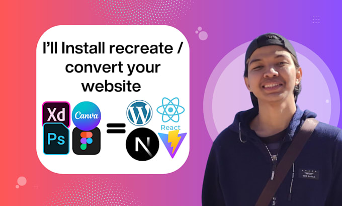 convert figma mockup to live site using wordpress, react next or vite