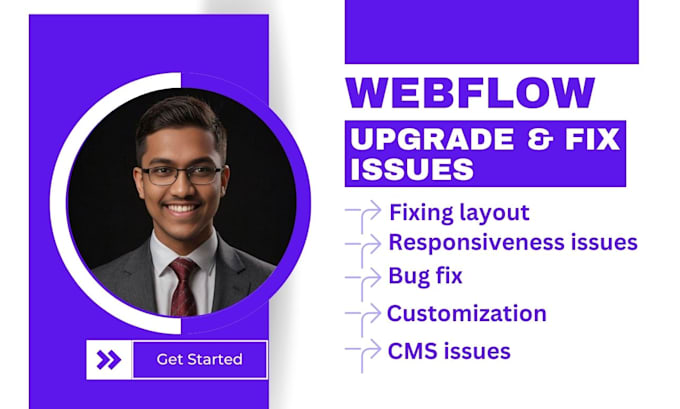 fix webflow website issues, bugs, updates, customization, responsive solutions