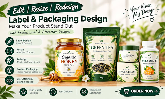 edit, resize, redesign product label and packaging design