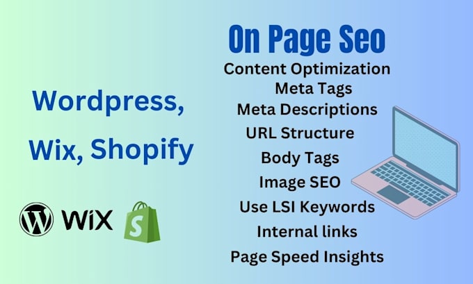 do fix onpage seo for site wordpress, wix and shopify