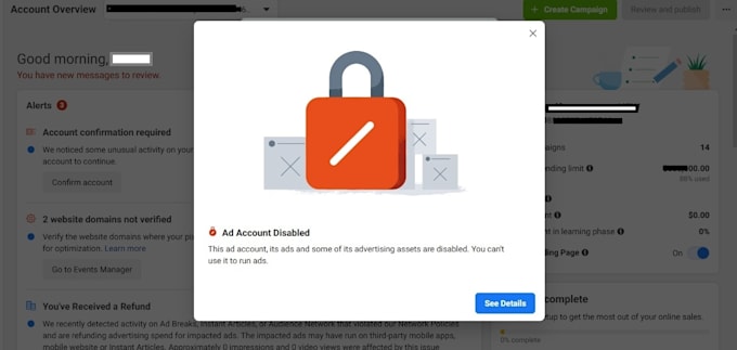 fix facebook ad account
