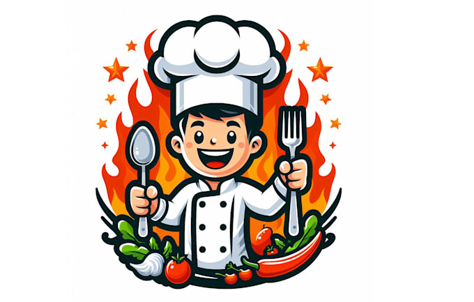 make modern master chef mascot logo design for your restaurant