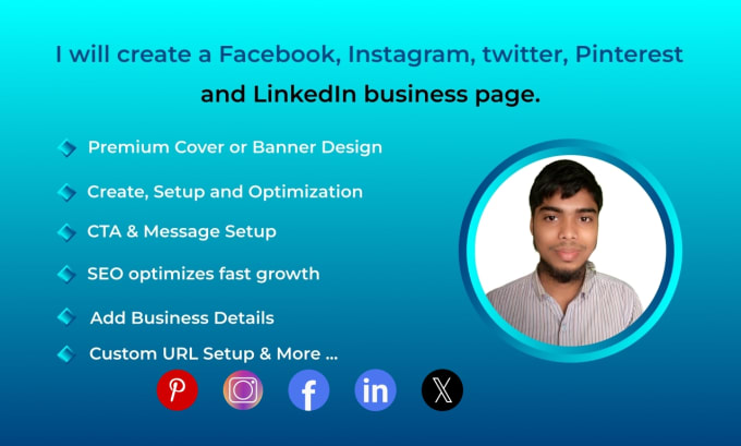 I will create a social media business page like facebook, ig, pinterest and more