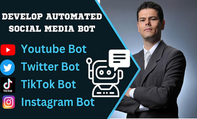 I will build social media bot, discord bot,python bot, telegram bot