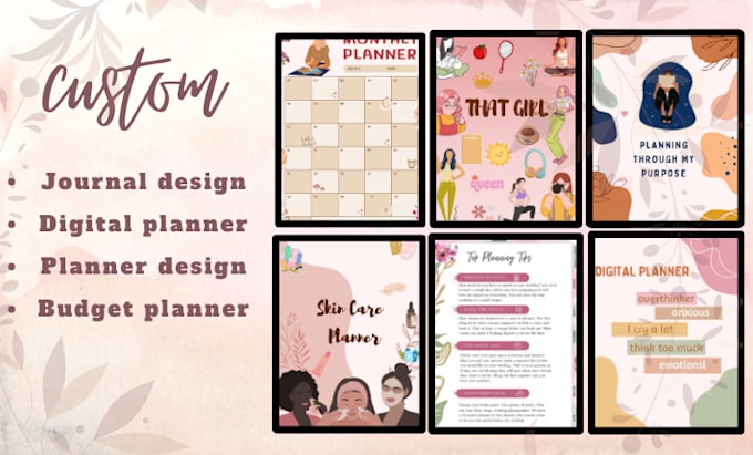 Design printable planner digital planner and journal design by