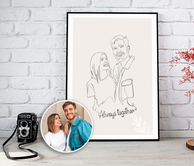 draw minimalist line art portrait