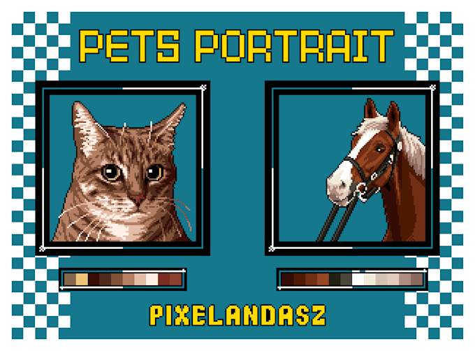 create pixel art portrait of your pet only 24 hours