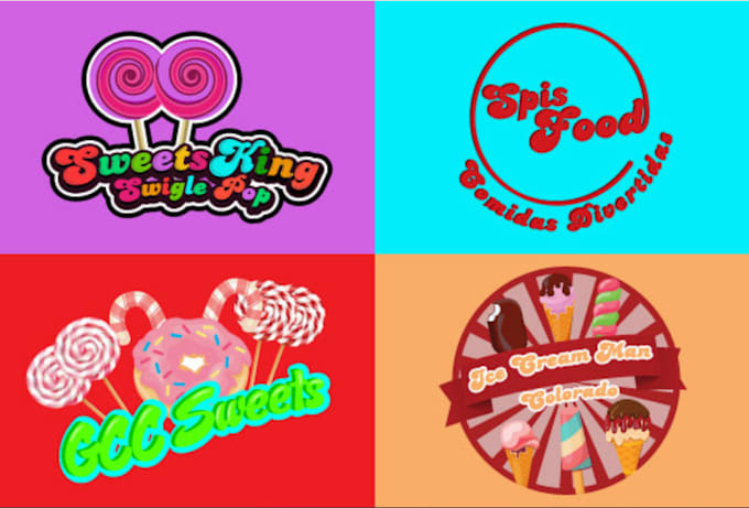 make candy, chocolate, sweet, bakery,ice cream or food logo