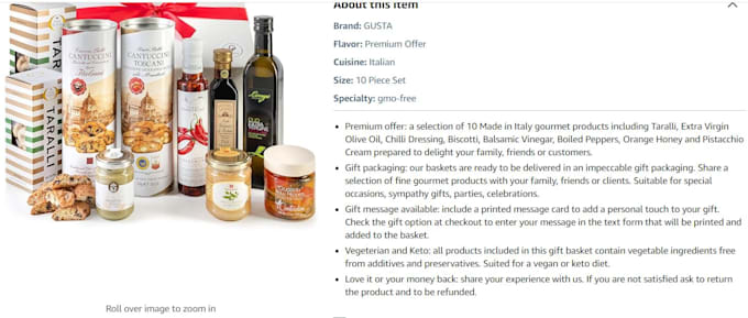 write amazon listing for food product