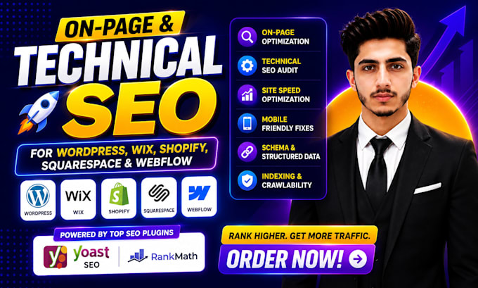 wordpress shopify wix squarespace website onpage technical SEO rank math yoast