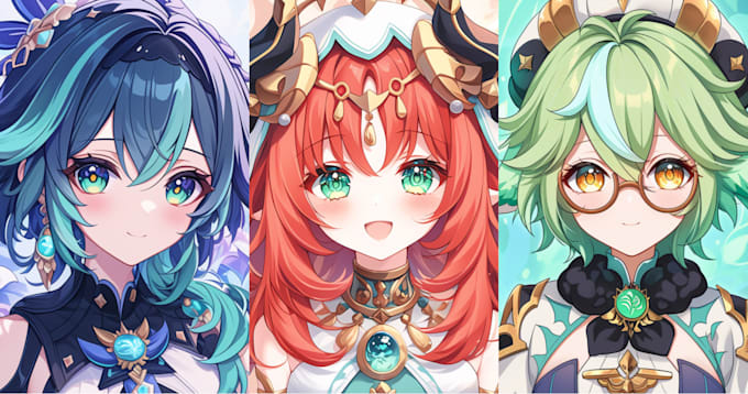 draw anime original character for your pfp, fanart, vtuber and concept art