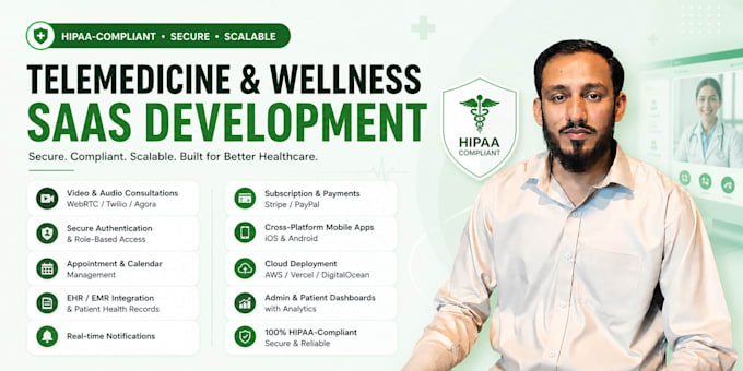 build hipaa telemedicine, wellness saas application