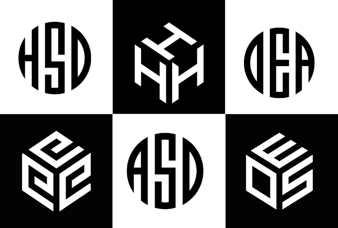 design minimal symbolic initial letters and text initial letter logo design