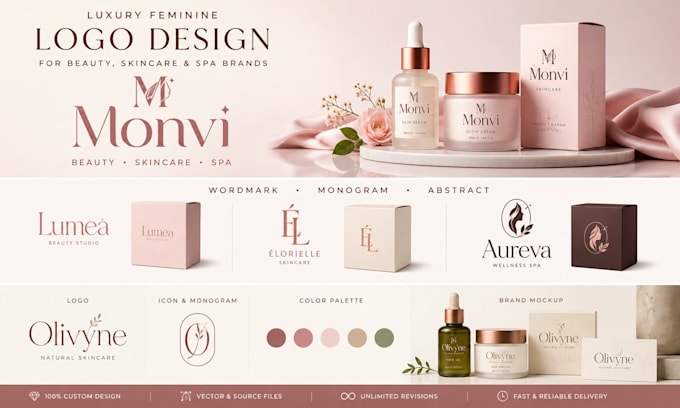 design a luxury feminine logo for your beauty, spa or skincare brand