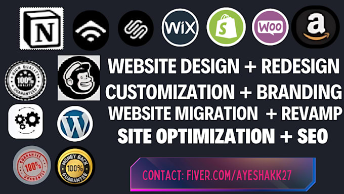 design, redesign wix, wordpress, shopify dropshipping store website