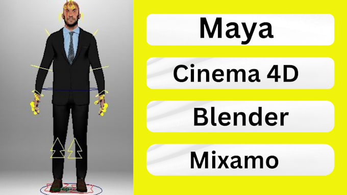 Do 3d character rigging in blender, cinema, maya and mixamo by ...