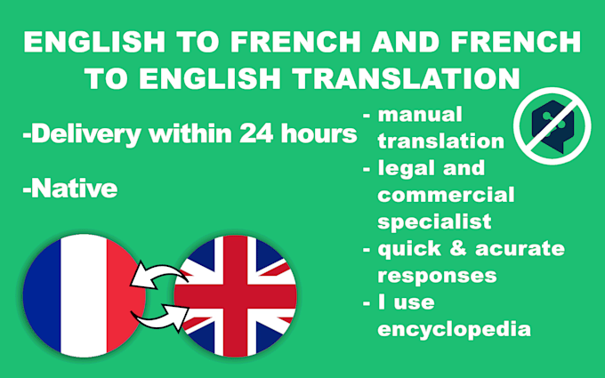 Do a manual translation from english into french and vice versa in 24h ...