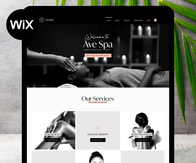 Transfer this beauty salon and spa premium wix template by