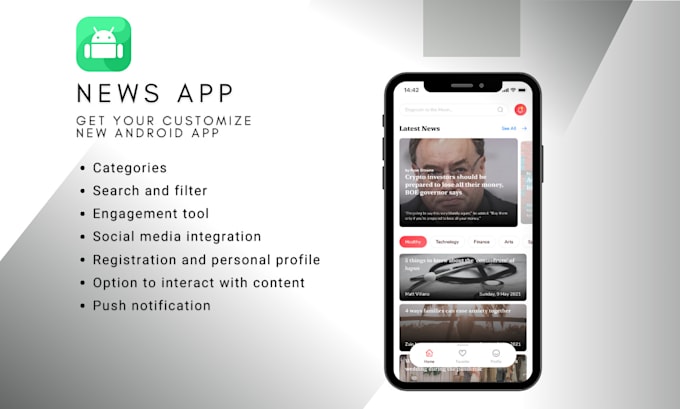 develop a custom newspaper android app for your company