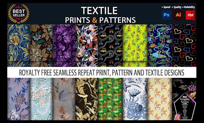 design stunning seamless surface pattern textile prints