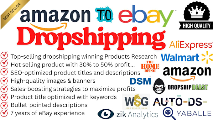 do amazon walmart home depot to ebay dropshipping, listing