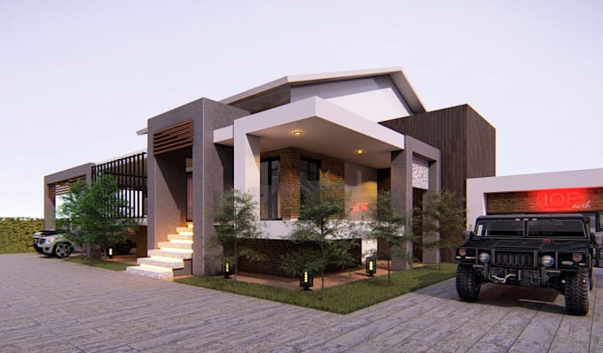 make 3d interior and exterior of residential house