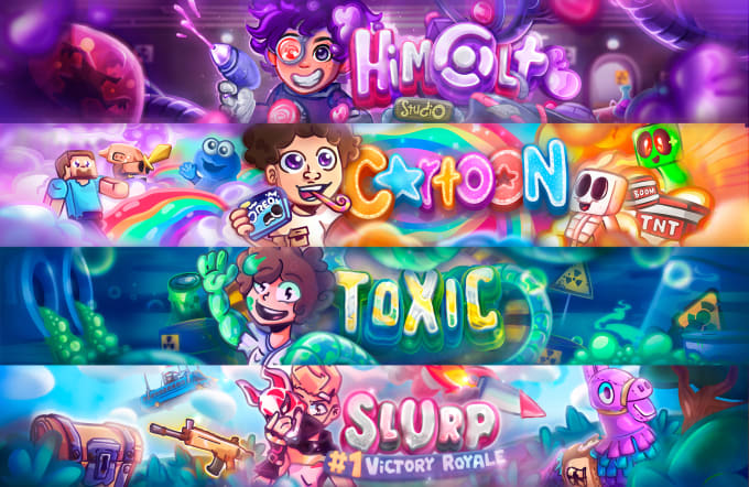 draw cartoon gaming banner for youtube