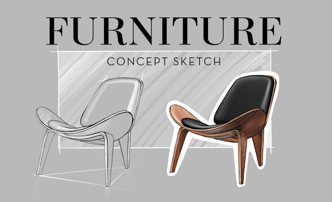 create hand drawn furniture sketch, design concept illustration