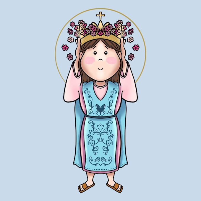draw a cute custom catholic character in my unique style