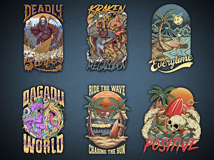 create a custom design illustration for tshirt and merch