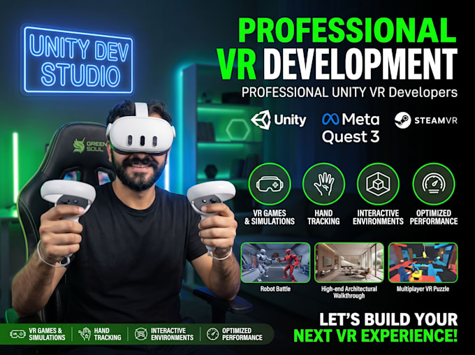 be your unity VR developer for meta quest and htc vive