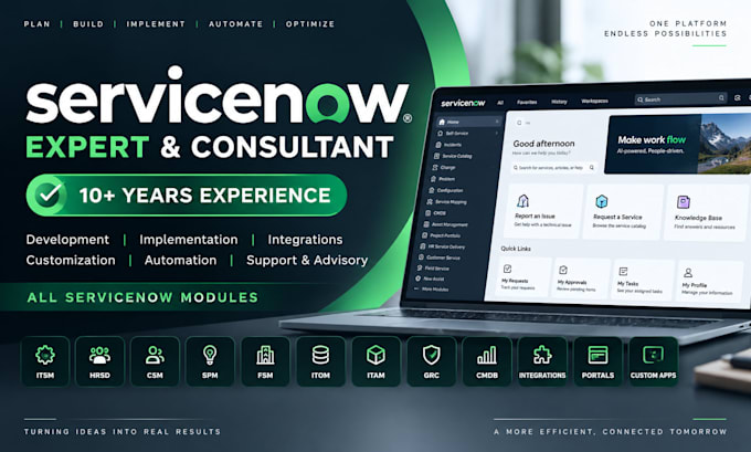 provide consultation services on servicenow