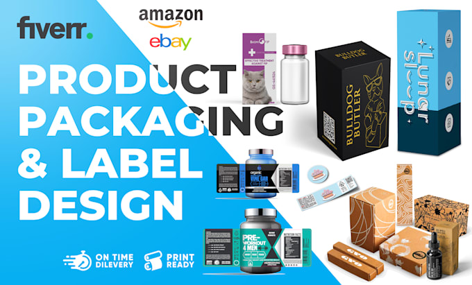 create premium product packaging, box and label design print ready