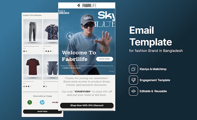 setup klaviyo email flows and template design for shopify