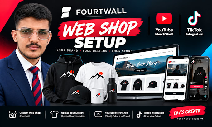 setup fourthwall website and merch integration for content creators