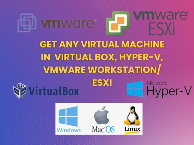 Get any virtual machines ready in virtualbox hyperv vmware workstation