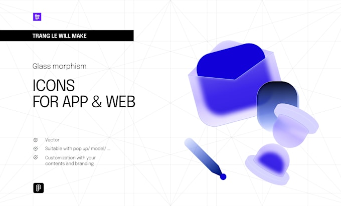 glass morphism icons for app and website