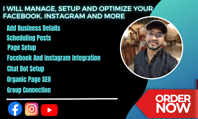 create, setup, optimise and manage your social media page