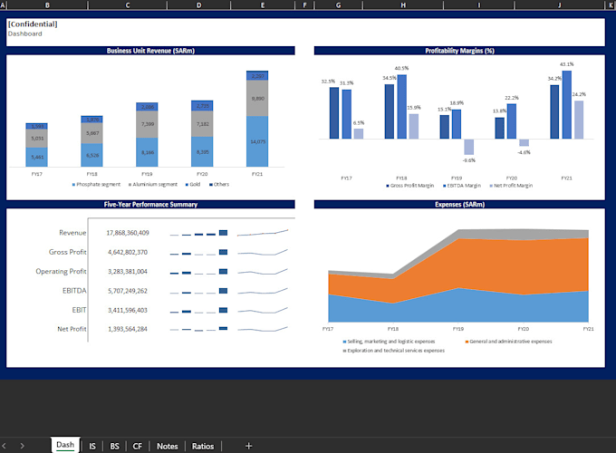 provide financial ratio analysis and dashboard