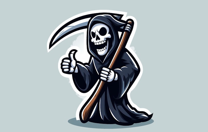 creative unique skull reaper mascot logo with express delivery