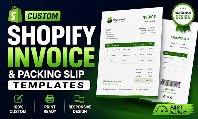 create shopify custom invoice and packing slip template for your shopify store