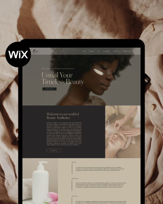 Transfer this premium wix one page beauty salon website by