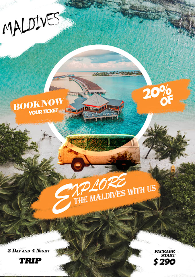 create unique traveling poster for traveling agency company