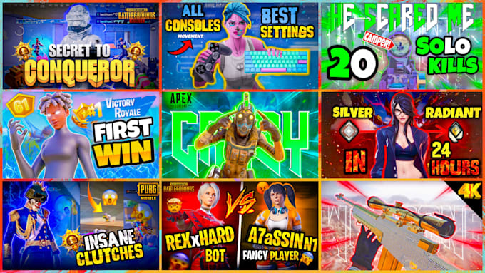 Design customized high quality gaming youtube thumbnails by Evo7studio ...